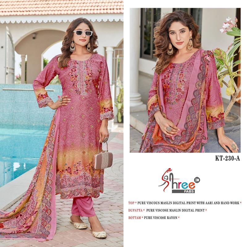 Shree Fabs kt 230 catalog pakistani designer suits with laces