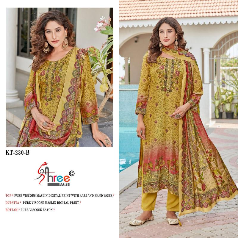 Shree Fabs kt 230 catalog pakistani designer suits with laces