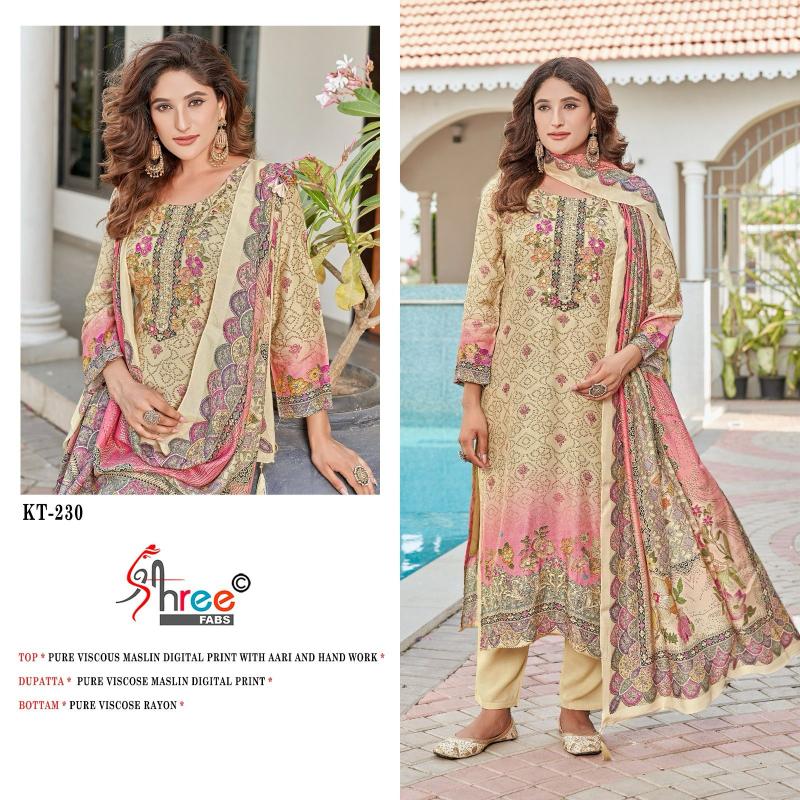 Shree Fabs kt 230 catalog pakistani designer suits with laces