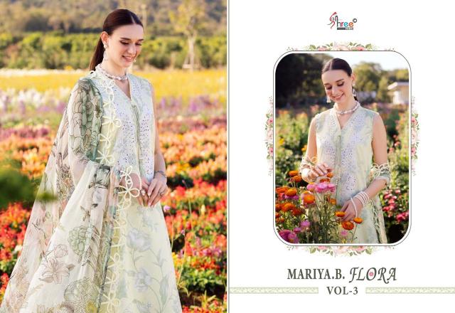 Shree Fabs Maria B Flora Vol 3 Catalog Chiffon Dupatta pakistani suit design