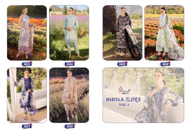 Shree Fabs Maria B Flora Vol 3 Catalog Chiffon Dupatta pakistani suit design