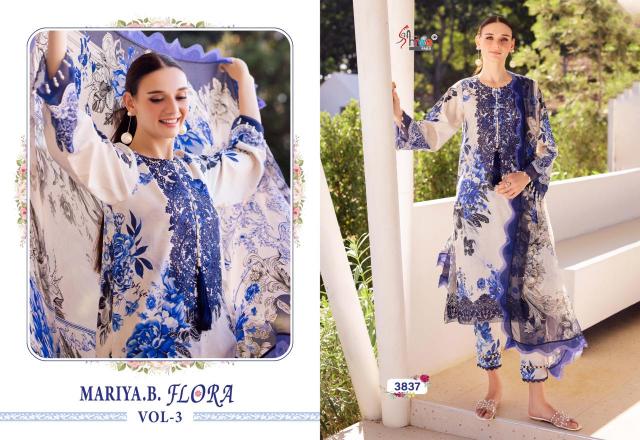 Shree Fabs Maria B Flora Vol 3 Catalog Chiffon Dupatta pakistani suit design