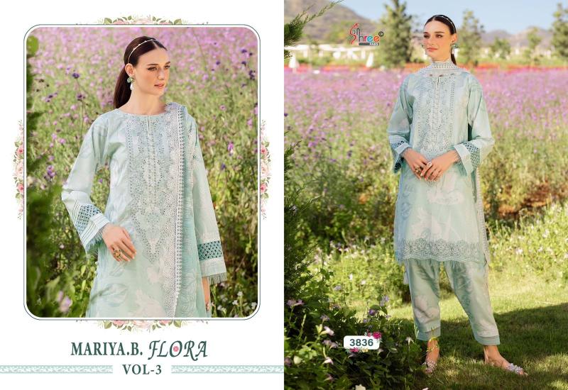 Shree Fabs Maria B Flora Vol 3 Catalog Cotton Dupatta pakistani ladies in suit
