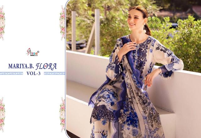 Shree Fabs Maria B Flora Vol 3 Catalog Cotton Dupatta pakistani ladies in suit