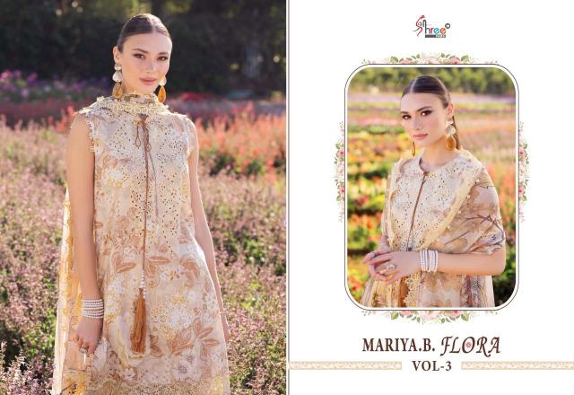 Shree Fabs Maria B Flora Vol 3 Catalog Cotton Dupatta pakistani ladies in suit