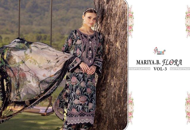 Shree Fabs Maria B Flora Vol 3 Catalog Cotton Dupatta pakistani ladies in suit