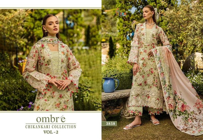 Shree Fabs Ombre Chikankari Lawn Collection Vol 2 catalog Chiffon Duppatta pakistani sharara suits for wedding