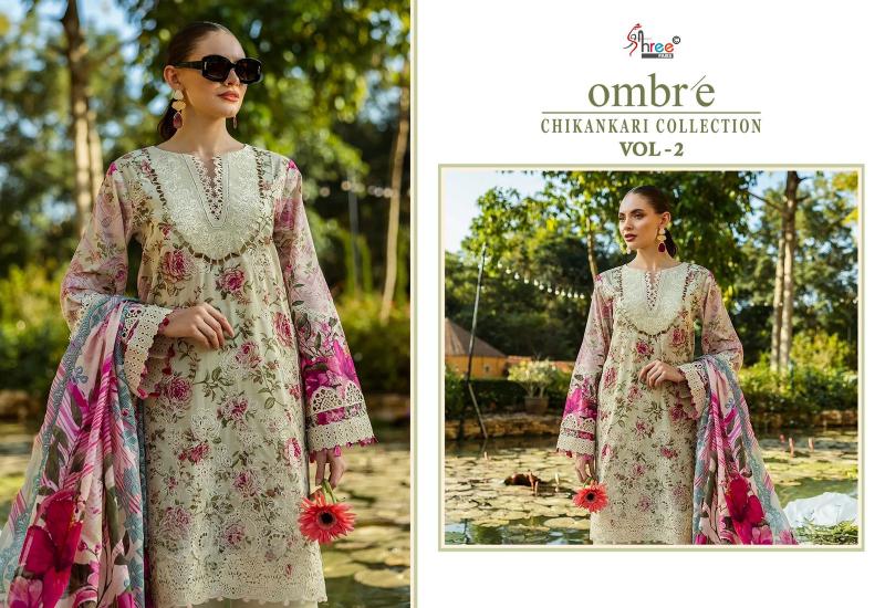 Shree Fabs Ombre Chikankari Lawn Collection Vol 2 catalog Chiffon Duppatta pakistani sharara suits for wedding