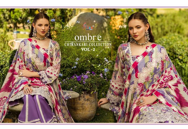 Shree Fabs Ombre Chikankari Lawn Collection Vol 2 catalog Chiffon Duppatta pakistani sharara suits for wedding