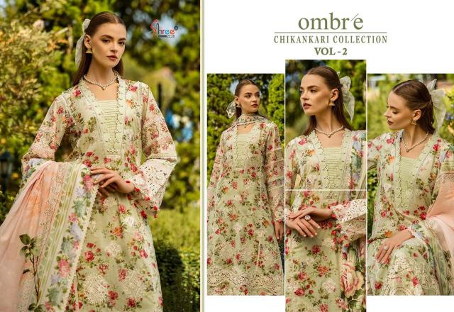 Shree Fabs Ombre Chikankari Lawn Collection Vol 2 catalog Chiffon Duppatta pakistani sharara suits for wedding