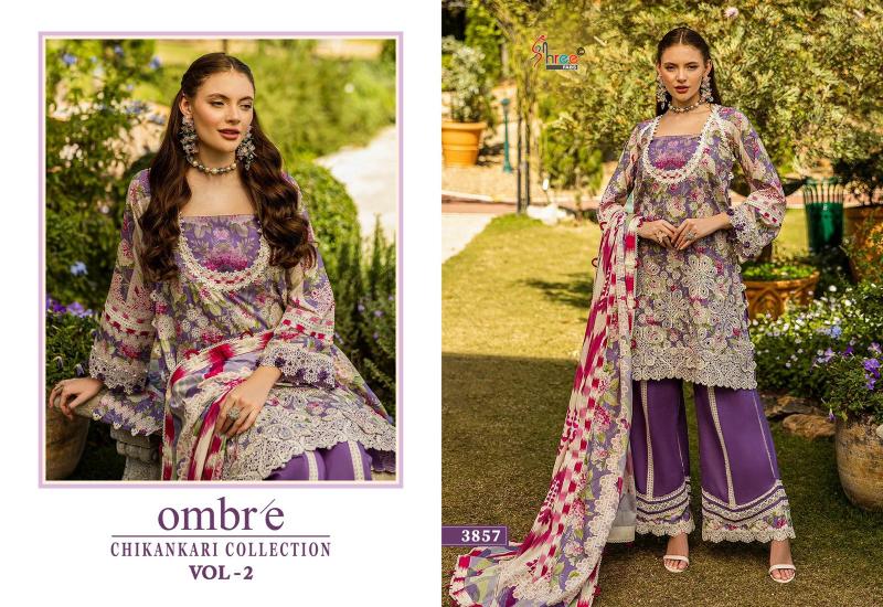 Shree Fabs Ombre Chikankari Lawn Collection Vol 2 catalog Chiffon Duppatta pakistani sharara suits for wedding