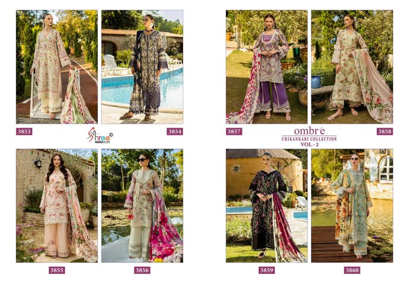 Shree Fabs Ombre Chikankari Lawn Collection Vol 2 catalog Chiffon Duppatta pakistani sharara suits for wedding