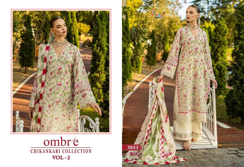 Shree Fabs Ombre Chikankari Lawn Collection Vol 2 catalog Chiffon Duppatta pakistani sharara suits for wedding