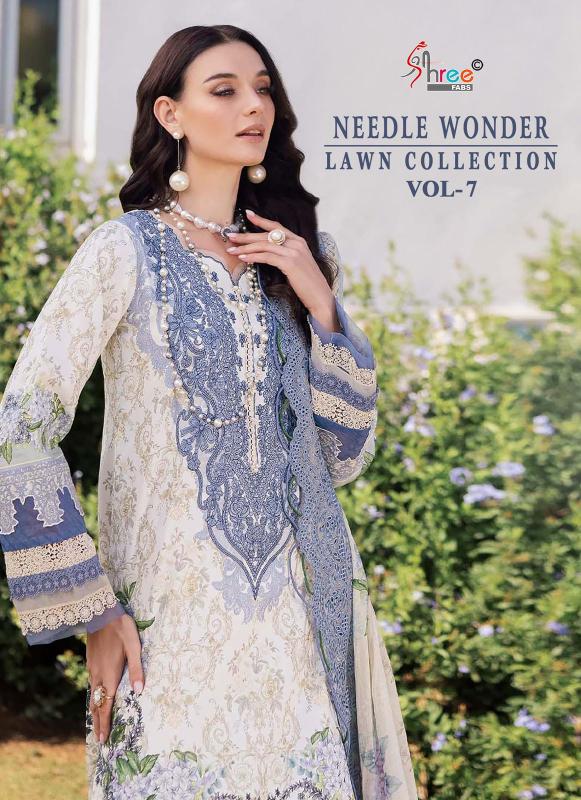 Shree Needle Wonder Lawn Collection Vol 7 Catalog Cotton Dupatta pakistani style cotton suits