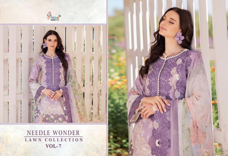 Shree Needle Wonder Lawn Collection Vol 7 Catalog Cotton Dupatta pakistani style cotton suits