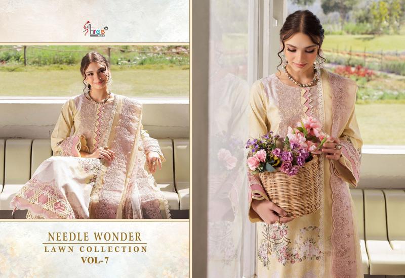 Shree Needle Wonder Lawn Collection Vol 7 Catalog Cotton Dupatta pakistani style cotton suits