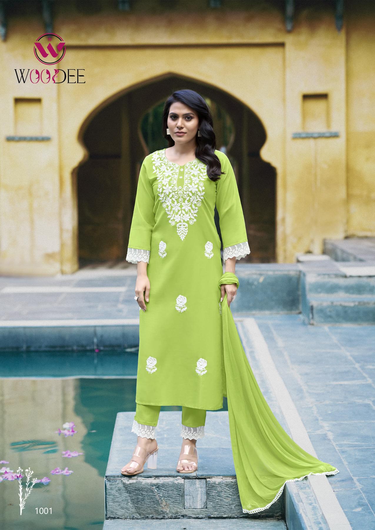 Woodee White Lotus catalog yellow indian kurtis
