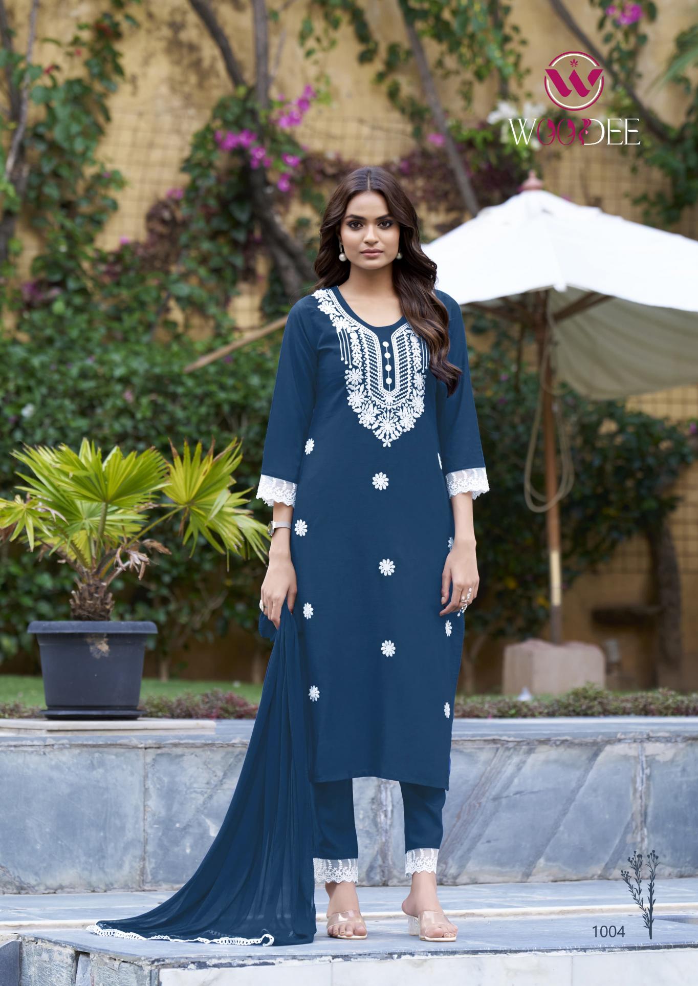 Woodee White Lotus catalog yellow indian kurtis