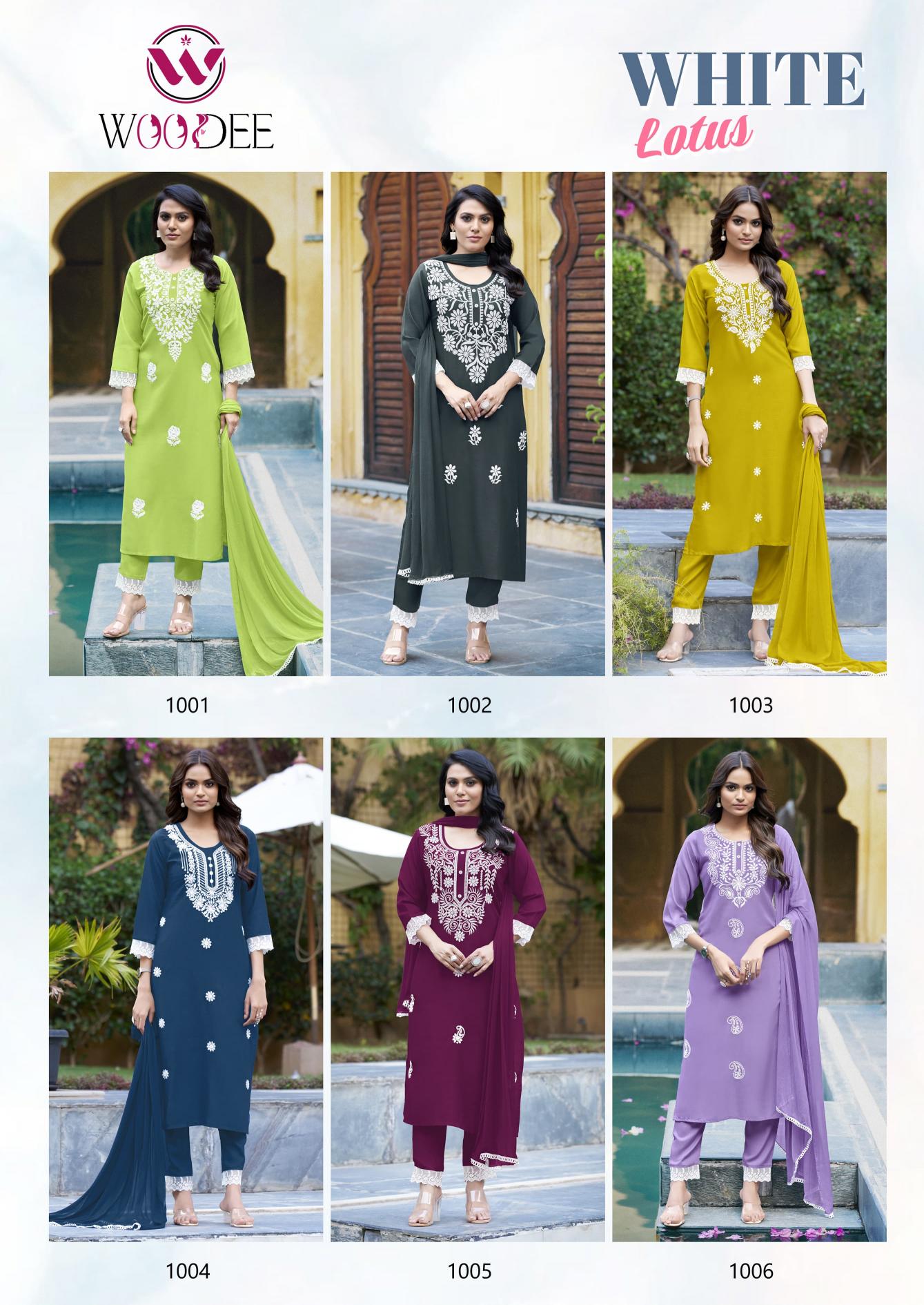 Woodee White Lotus catalog yellow indian kurtis