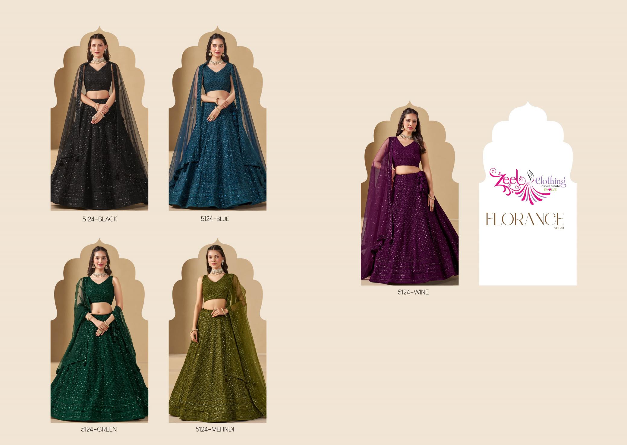 Zeel Clothing Florance vol 1 catalog nakkashi lehenga choli wholesale