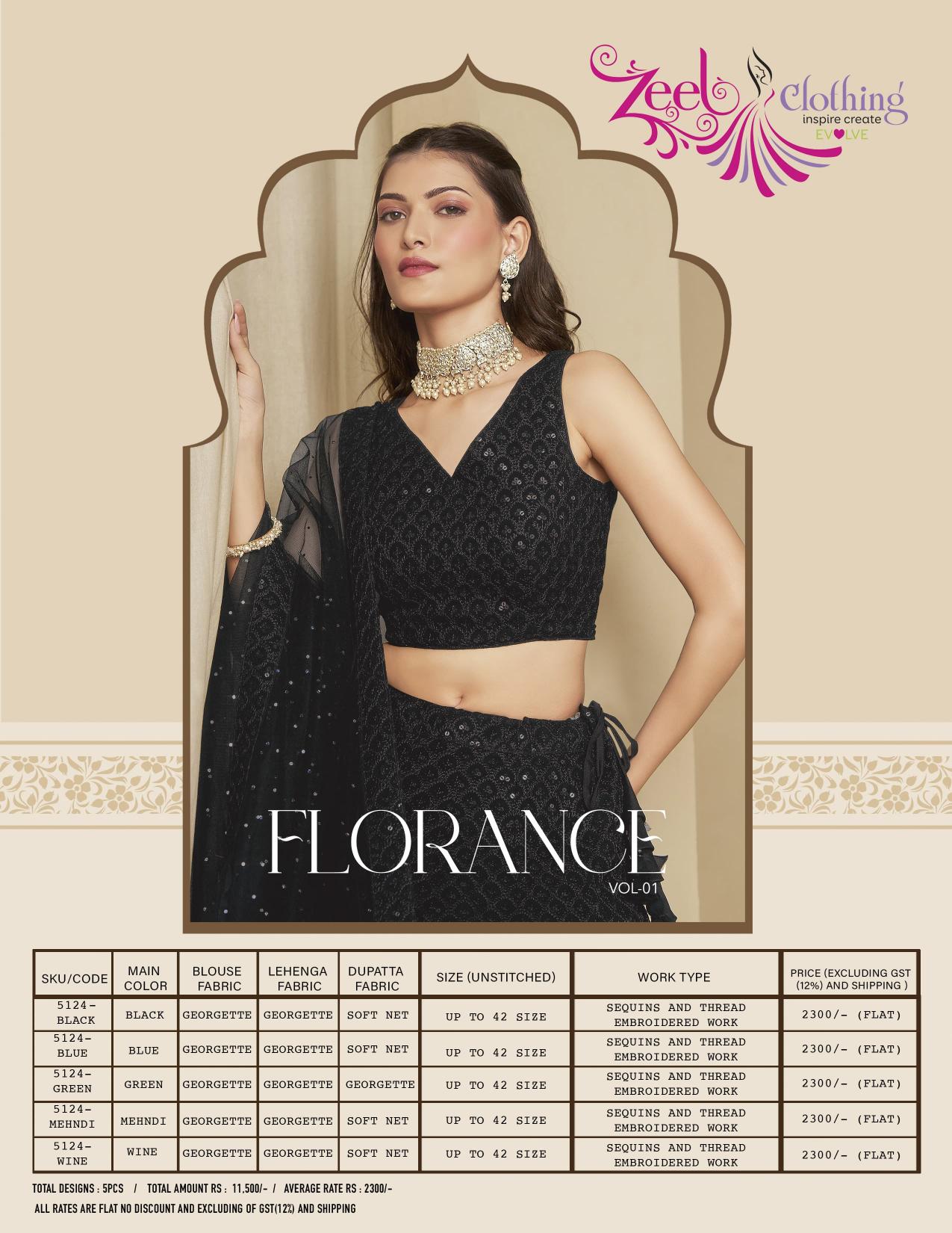 Zeel Clothing Florance vol 1 catalog nakkashi lehenga choli wholesale