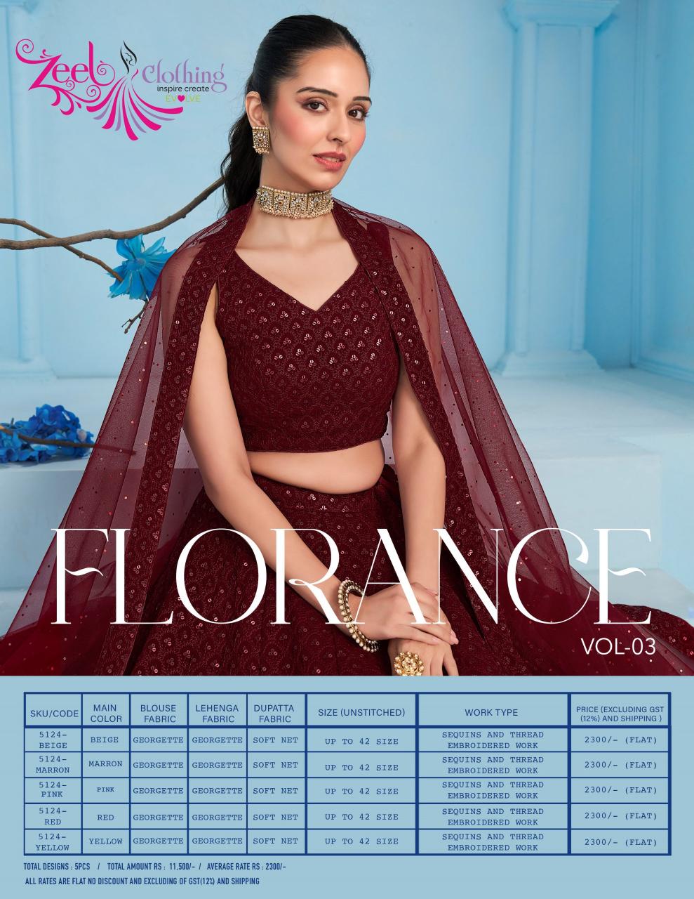 Zeel Clothing Florance vol 3 catalog lehenga wholesale in delhi