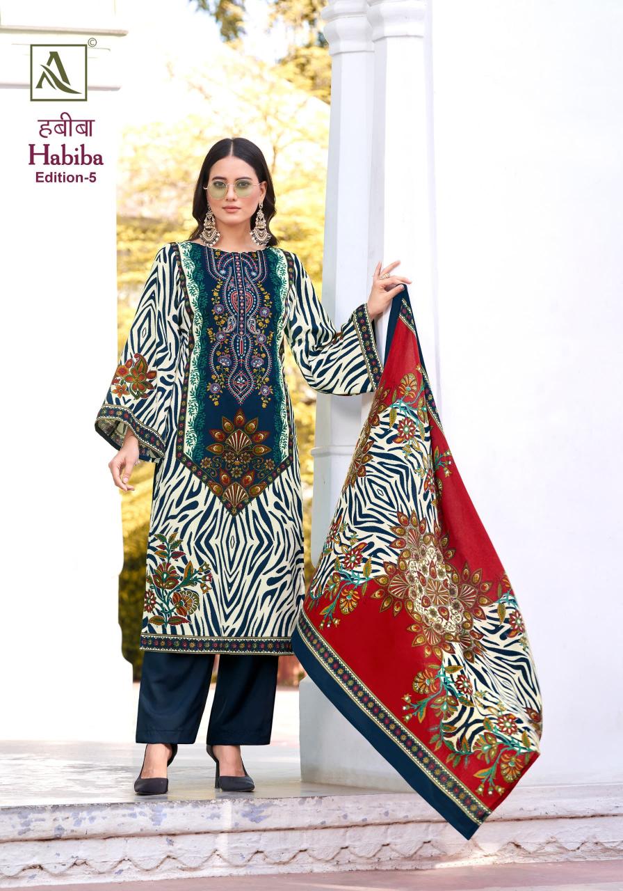 Alok Habiba Edition 5 catalog wholesale dress material description