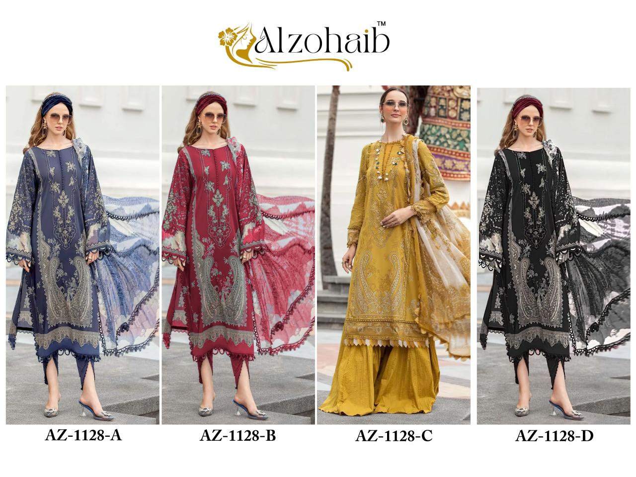 Alzohaib Az 1128 ABCD Catalog Chiffon Duppatta pakistani salwar suit wholesale