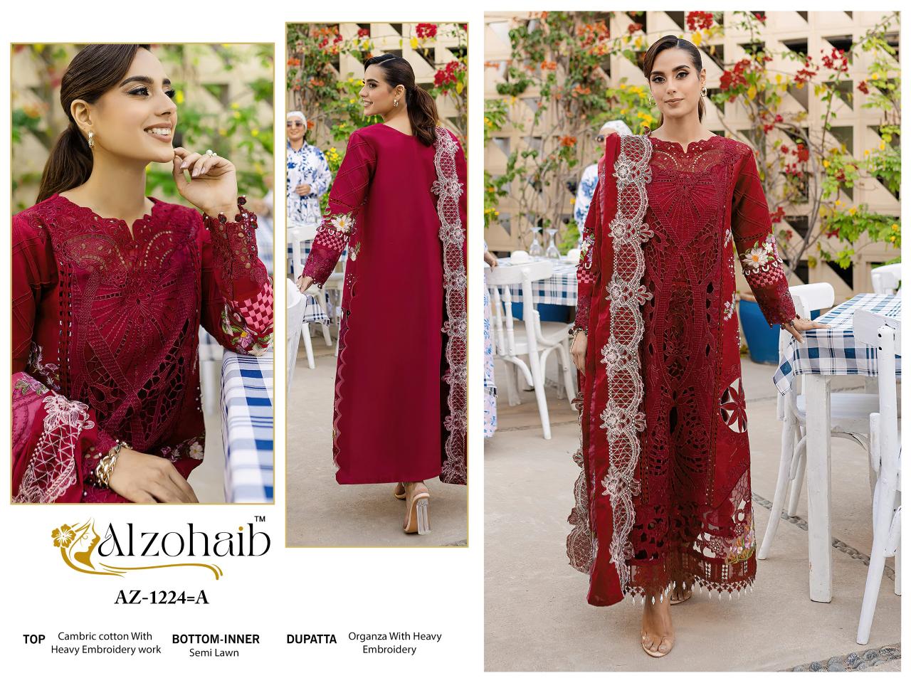 Alzohaib Az 1224 AB catalog pakistani suits at wholesale price in delhi