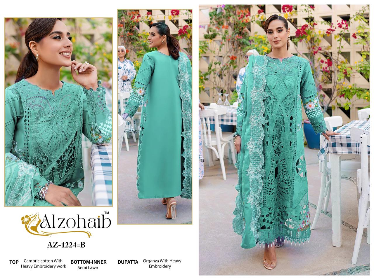 Alzohaib Az 1224 AB catalog pakistani suits at wholesale price in delhi