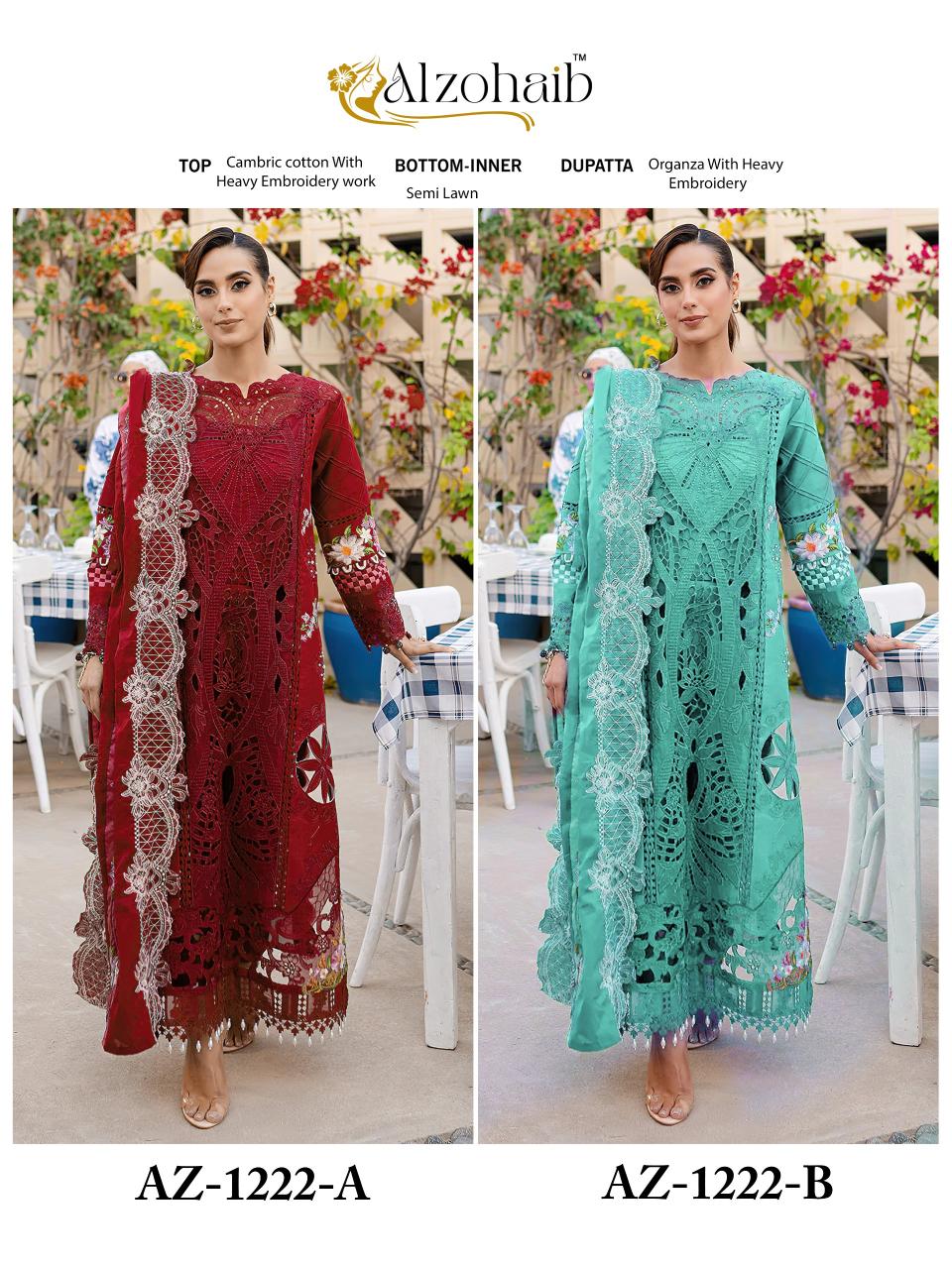 Alzohaib Az 1224 AB catalog pakistani suits at wholesale price in delhi