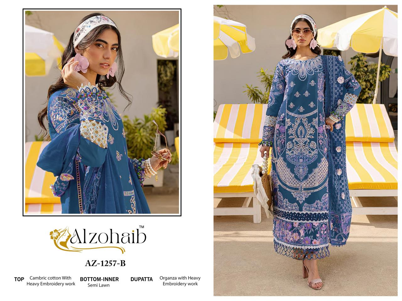 Alzohaib Az 1257 AB catalog pakistani suits wholesale in mumbai