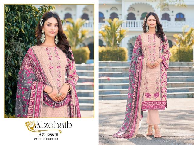 Alzohaib Az 1258 A To 1260 catalog Chiffon Dupatta pakistani replica suits online india wholesale
