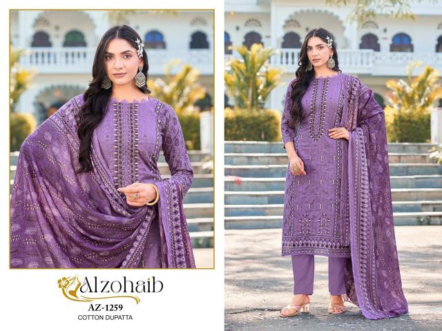 Alzohaib Az 1258 A To 1260 catalog Chiffon Dupatta pakistani replica suits online india wholesale