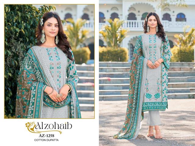 Alzohaib Az 1258 A To 1260 catalog Chiffon Dupatta pakistani replica suits online india wholesale