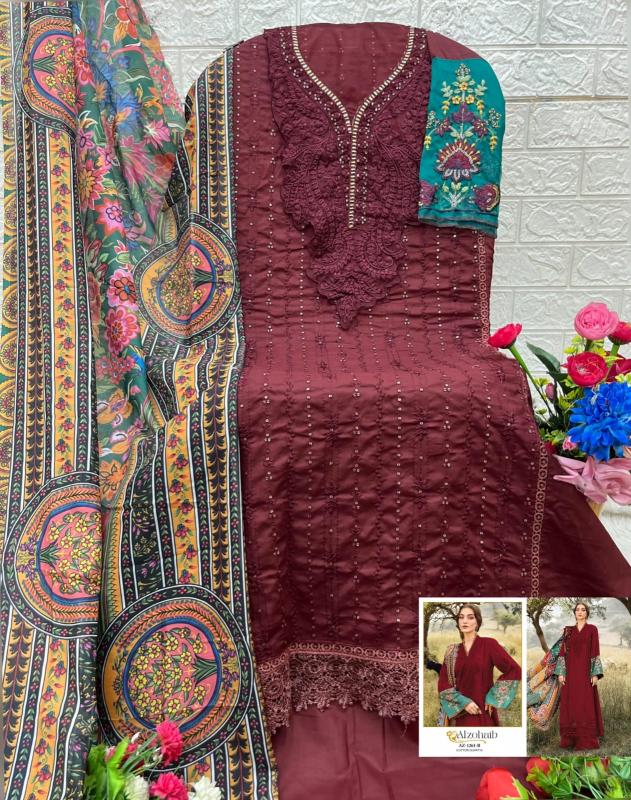 Alzohaib Az 1261 AB catalog Chiffon Dupatta pakistani suit design sharara
