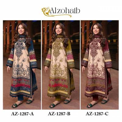 Alzohaib Az 1287 A To C catalog Chiffon Dupatta online pakistani suits wholesale