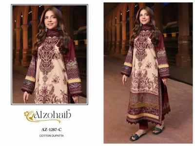 Alzohaib Az 1287 A To C catalog Chiffon Dupatta online pakistani suits wholesale