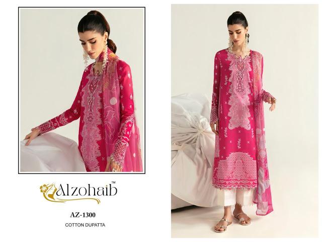Alzohaib Az 1294 to 1300 catalog Chiffon Dupatta pakistani suits wholesale suppliers in delhi
