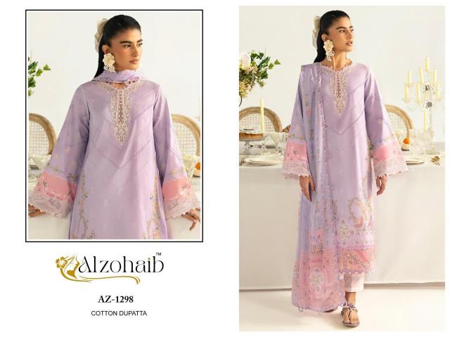 Alzohaib Az 1294 to 1300 catalog Chiffon Dupatta pakistani suits wholesale suppliers in delhi