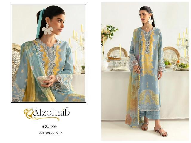 Alzohaib Az 1294 to 1300 catalog Chiffon Dupatta pakistani suits wholesale suppliers in delhi