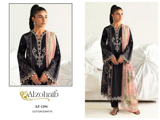 Alzohaib Az 1294 to 1300 catalog Chiffon Dupatta pakistani suits wholesale suppliers in delhi
