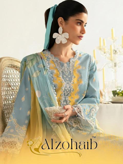 Alzohaib Az 1294 to 1300 catalog Chiffon Dupatta pakistani suits wholesale suppliers in delhi