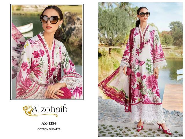 Alzohaib Az Fatima D 1277 to 1285 Catalog Chiffon Duppatta wholesalers of pakistani suits in pakistan