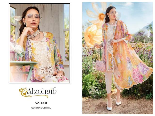 Alzohaib Az Fatima D 1277 to 1285 Catalog Cotton Duppatta wholesaler of pakistani suits in amritsar
