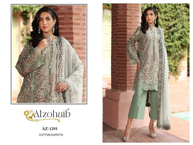 Alzohaib Parisa 1290 to 1293 catalog Chiffon Dupatta buy pakistani suits wholesale