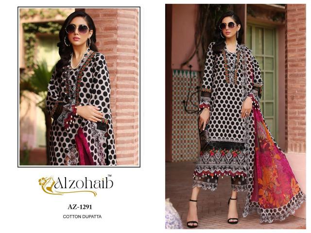Alzohaib Parisa 1290 to 1293 catalog Chiffon Dupatta buy pakistani suits wholesale