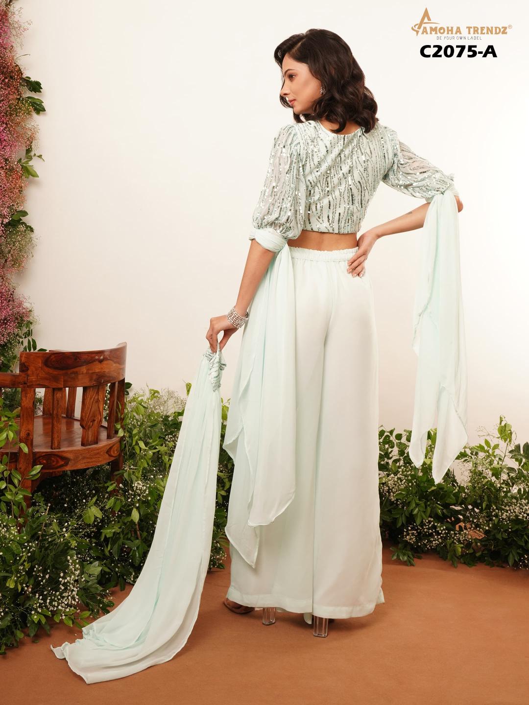Amoha Trendz C2075 catalog Crystal Lycra indo western dress