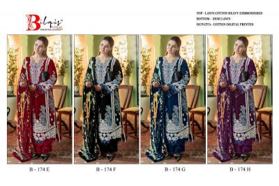 Bilqis B 174 E To H catalog pakistani lawn suits wholesale in dubai