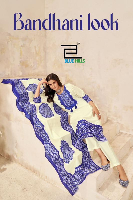 Blue hills Bhandani Look catalog bandhani kurtis online india